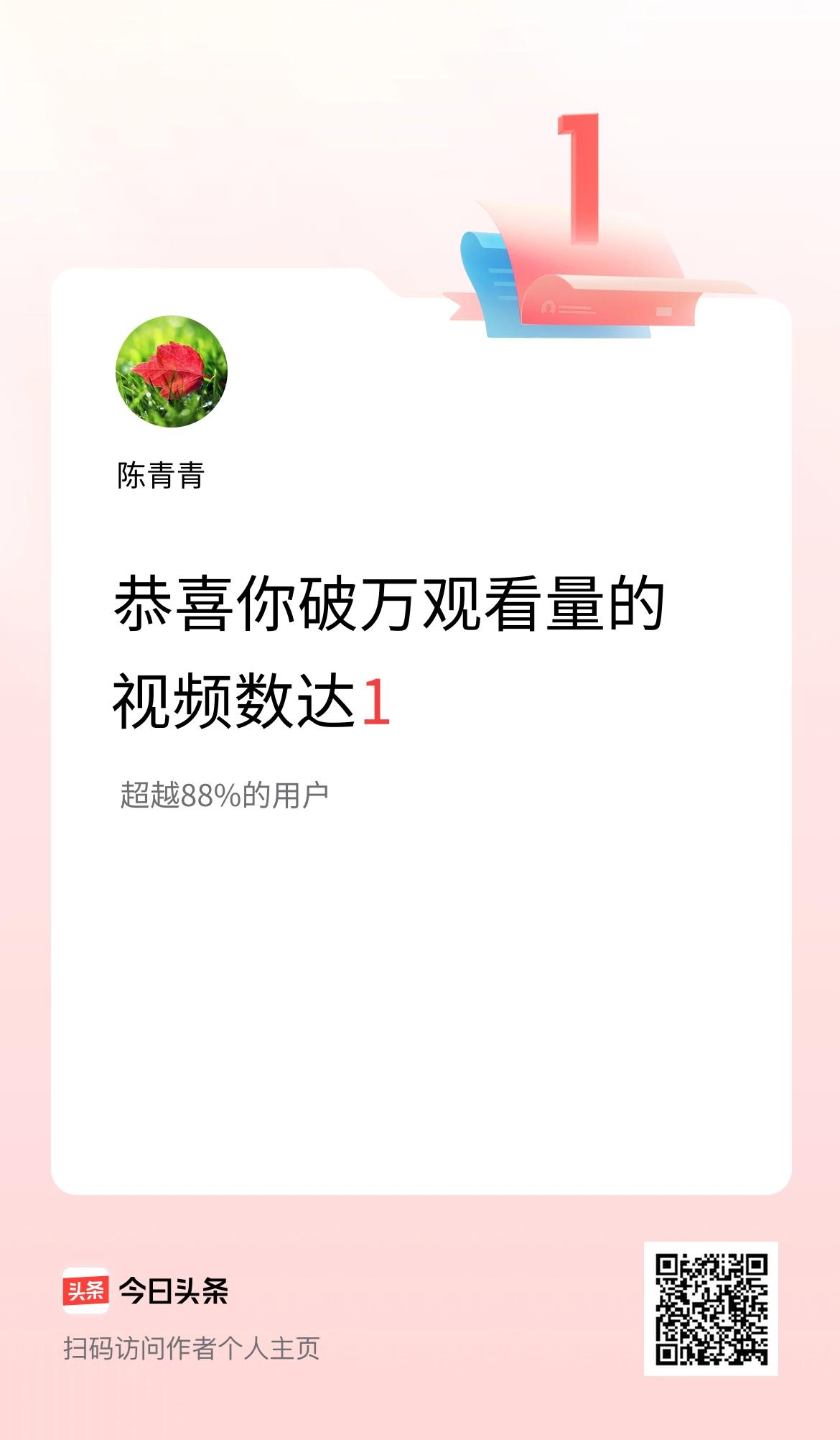 我在头条有1条视频播放量破万了！