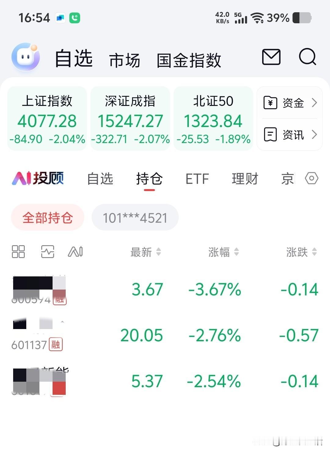小满时节，来聊聊我的股票。
今天我的股票和大盘走势同步，那绿油油的一片，堪比大草