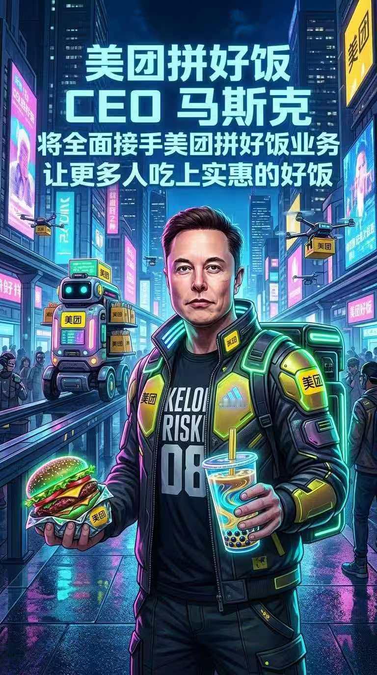 马斯克疑似出任拼好饭CEO拼好饭拼好饭支棱起来了！老马把宣发费变加餐，烤肉饭肉量