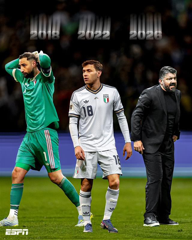 意大利连续3届无缘世界杯四届世界杯冠军，连续 12 年缺席世界杯！这不是低谷，是