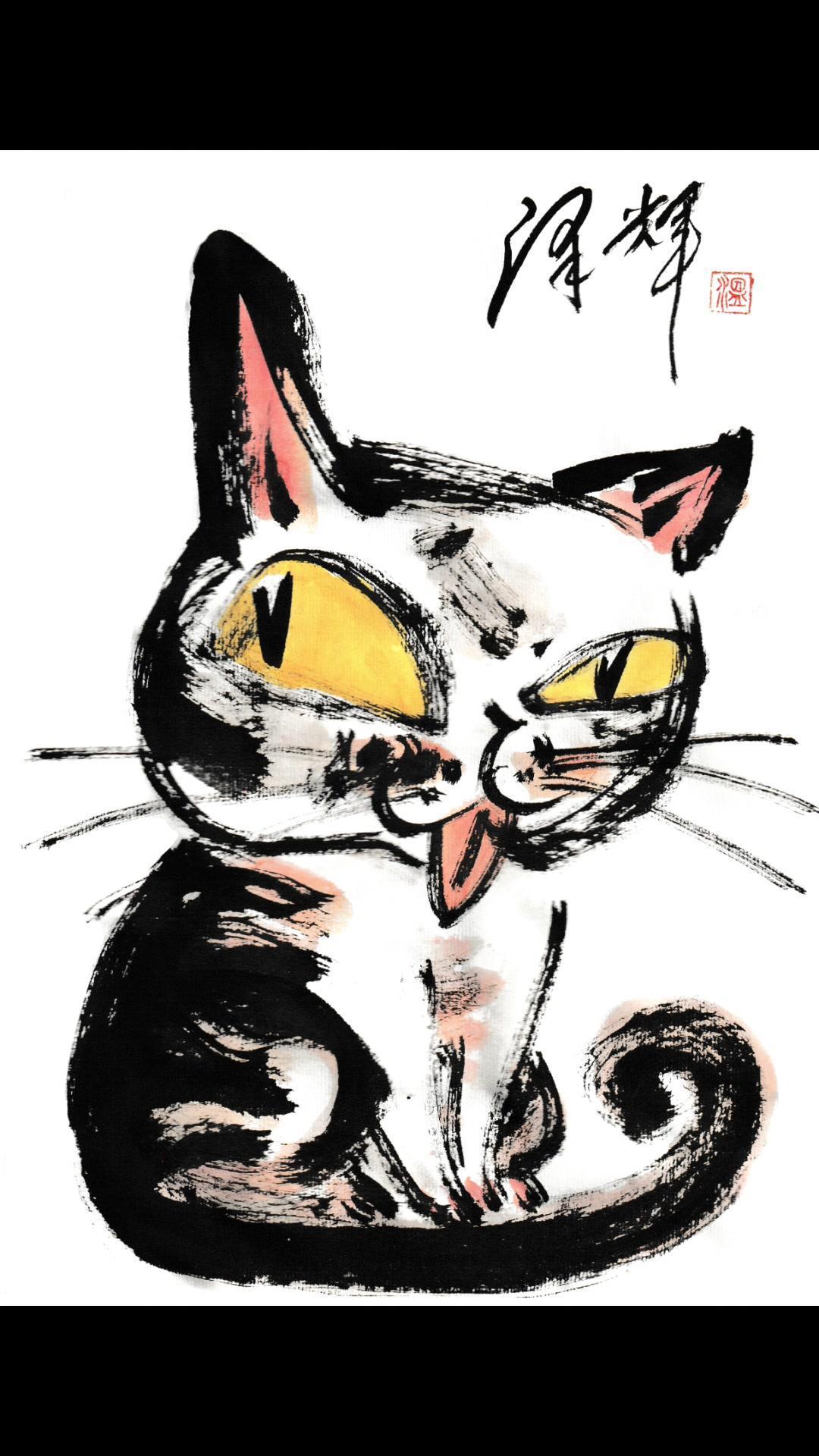 🖌️谁说潦草不能惊艳？几笔勾勒就把猫咪的灵动小心思全藏进去了！笔尖的随意勾勒，