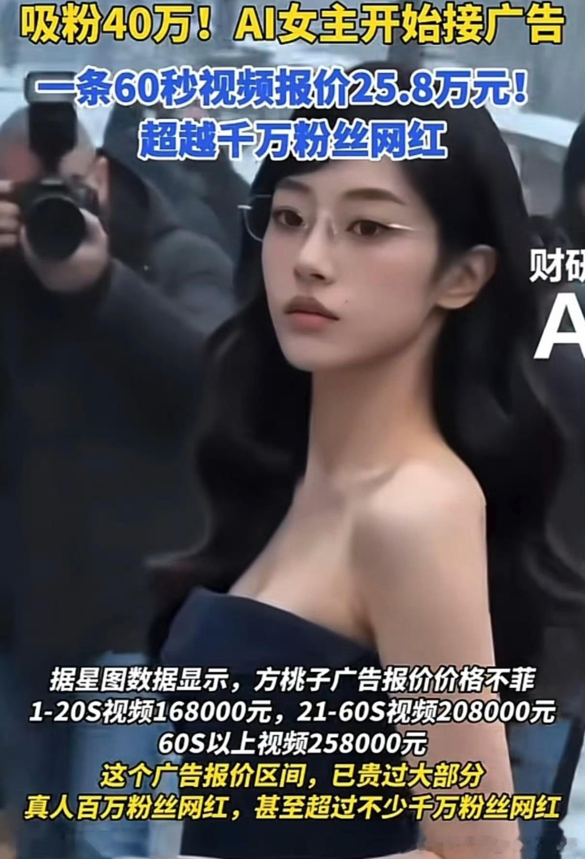AI短剧女主60秒广告报价25万8这个太不可思议了！时代在改变而且很快。Ai短剧