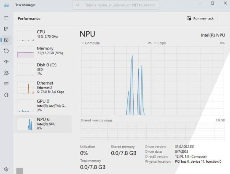 根据 AMD 博客透露，任务管理器也将支持显示 AMD 处理器的 NPU 使用情