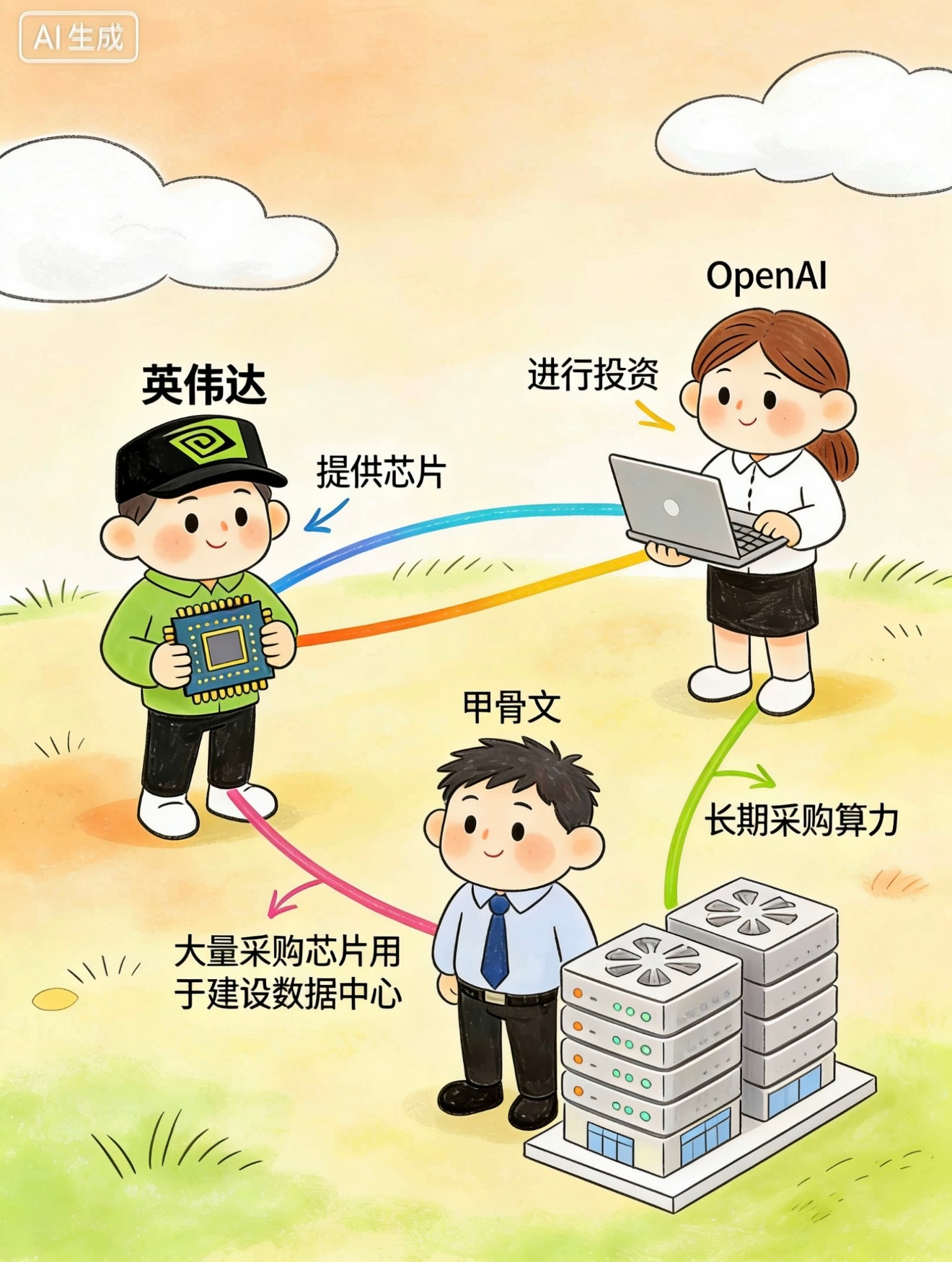 AI泡沫会破裂吗？现在AI到底有没有泡沫？会不会破裂？来看看美国的AI三角链，英