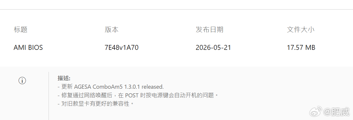 升级个AGESA 1.3.0.1的BIOS 