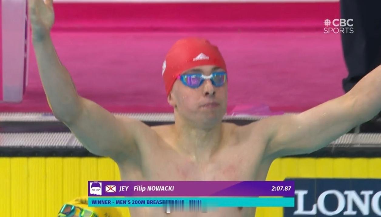 英联邦运动会 男200蛙决赛🇯🇪Filp Nowacki 2:07.87 泽