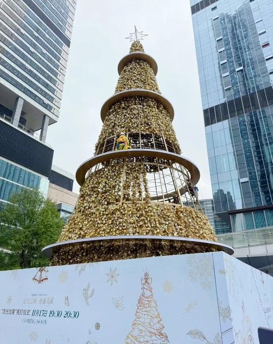 重庆！巨新的。。白金版圣诞树。。
逛完街回家，重庆的圣诞🎄浓度已经开始蓄力，进