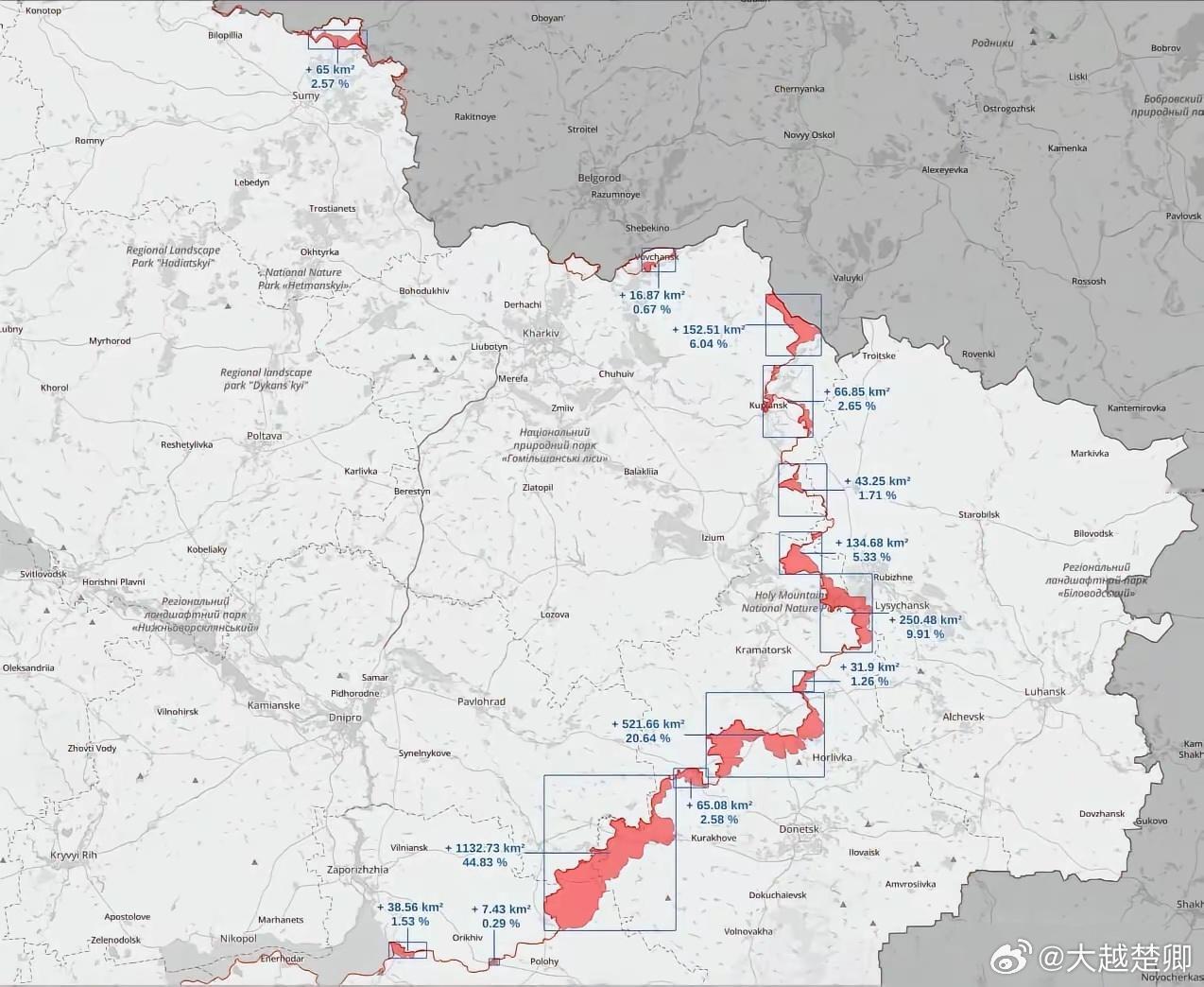 俄罗斯过去半年的土地斩获。 