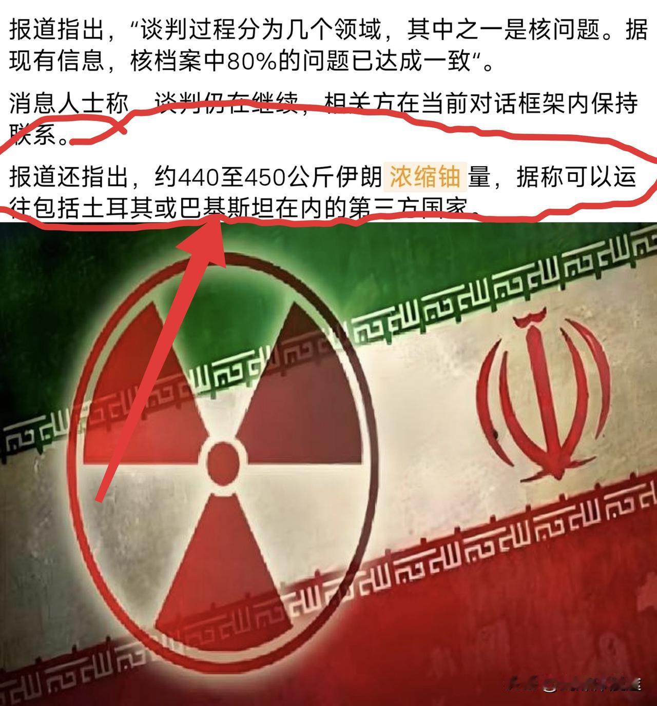 伊朗又“上当了吗”？有消息报道 伊朗同意将约440至450公斤伊朗浓缩铀量前往包