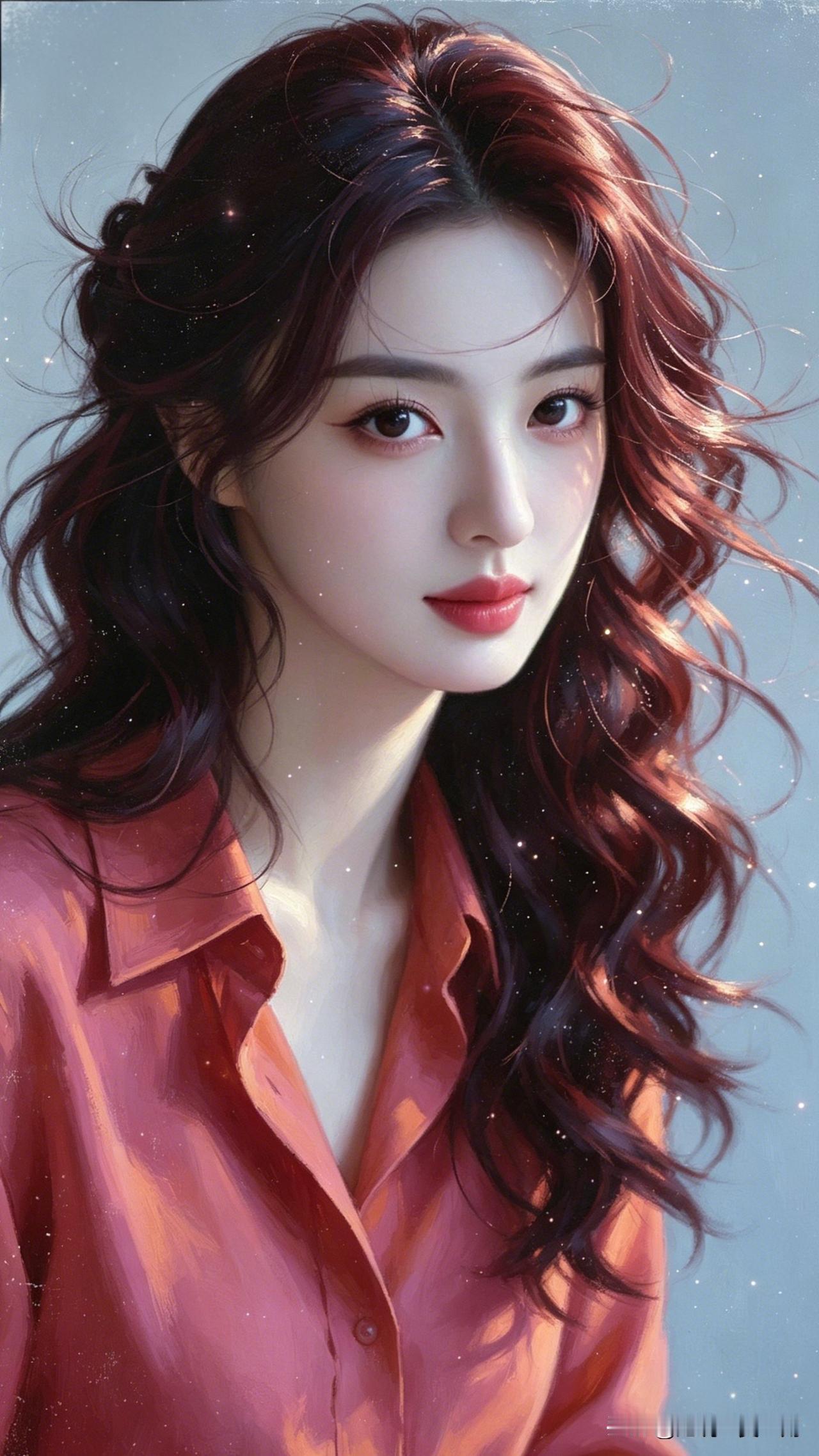 梦幻少女，红发飘逸，温柔动人