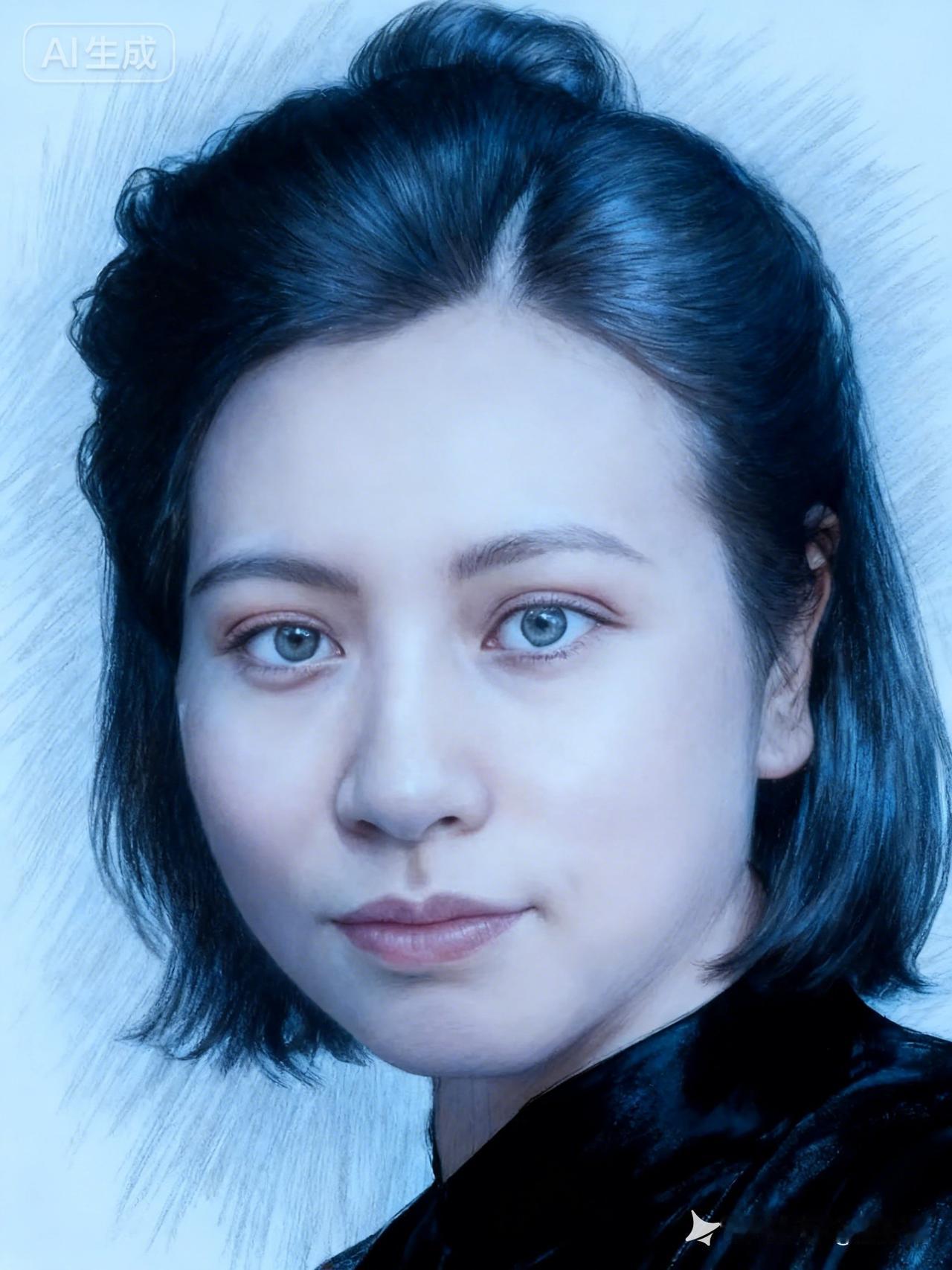 梦幻蓝调少女，AI生成的艺术之美！