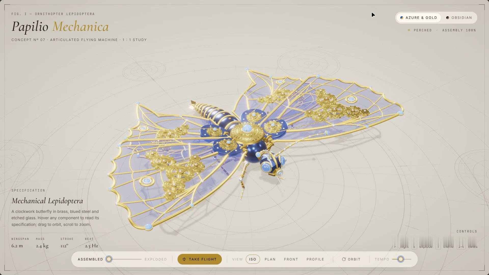 Gemini 4 Pro 再次带来惊喜！

提示是让它用 three.js 创建一只美丽的机械蝴蝶，