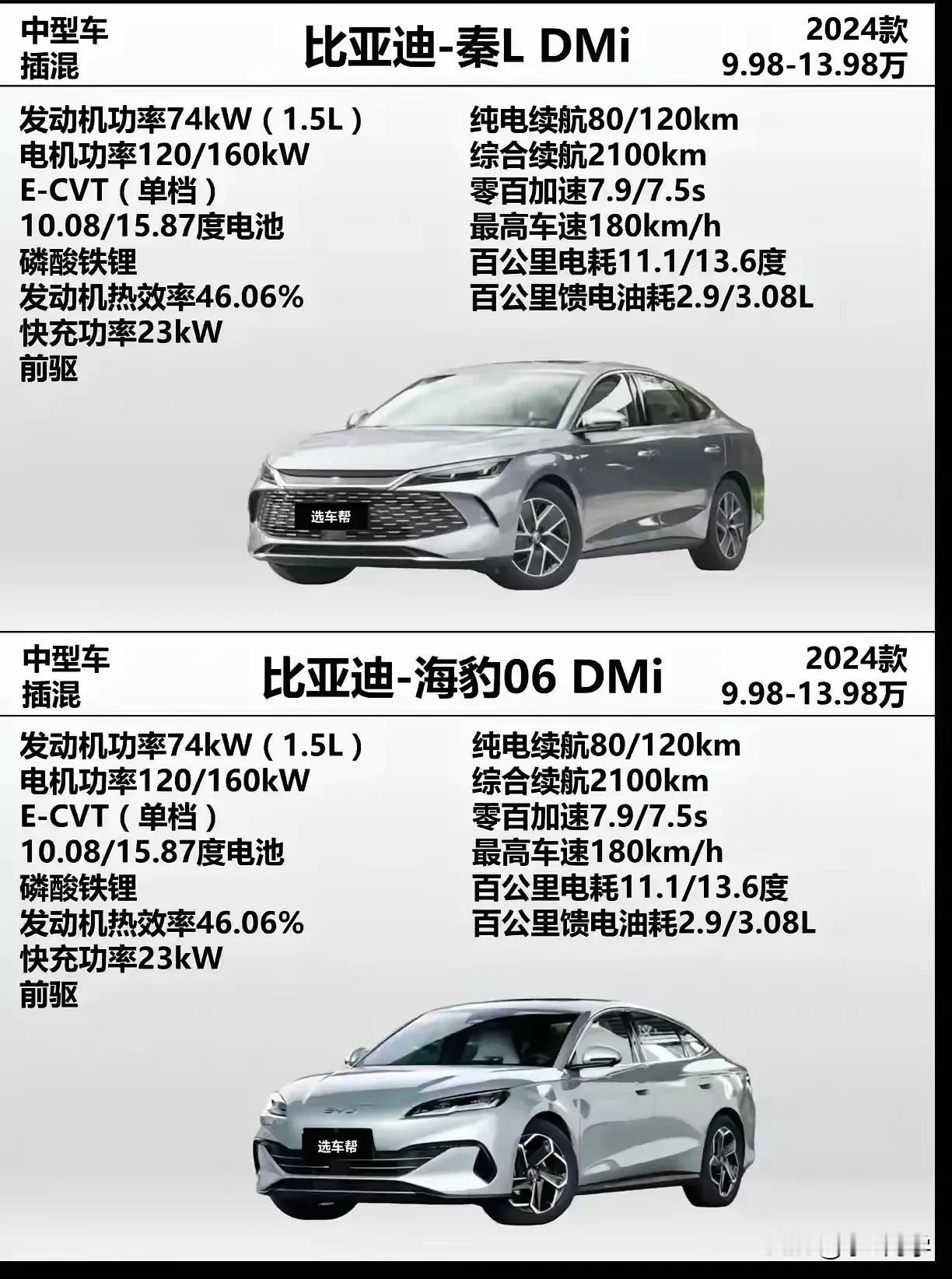 比亚迪王朝网（秦L DM-i）🆚 比亚迪海洋网（海豹06 DM-i）
❶两车售