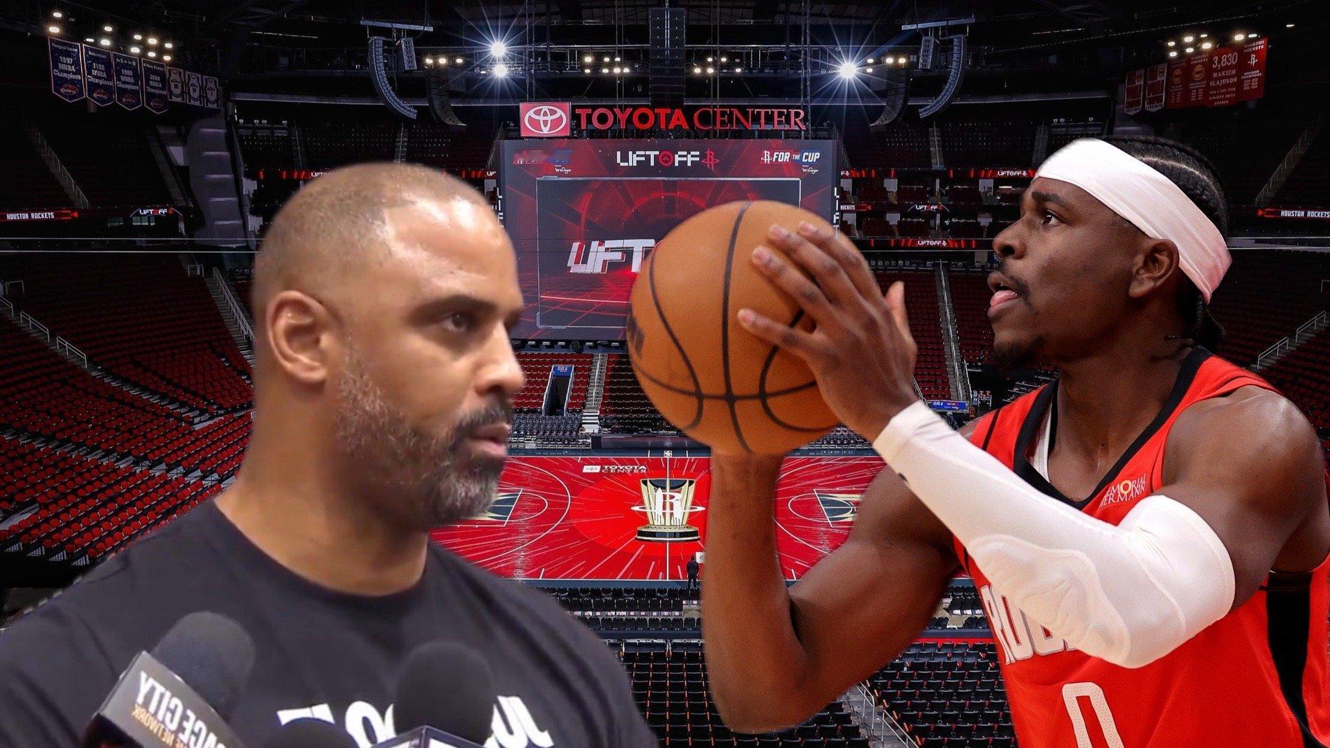 火箭主帅乌度卡在球队训练结束后接受了记者采访。谈到阿隆·霍勒迪，他称赞道：“从第