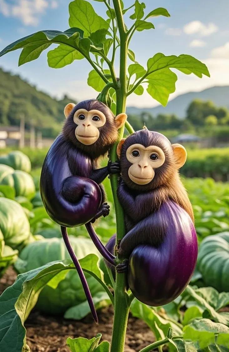 猴儿们抱着茄子，可爱到爆！🐒🍆弥猴季 （贝贝猴）（