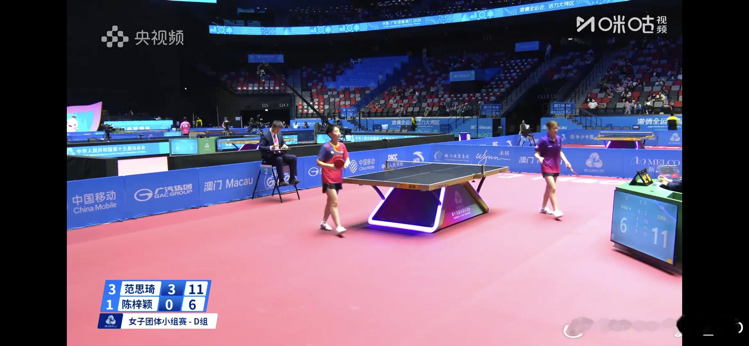 女团小组赛 山东队3-1广东队徐奕/王晓彤3比0陈梓颖/杨诗璐范思琦3比2纵歌曼