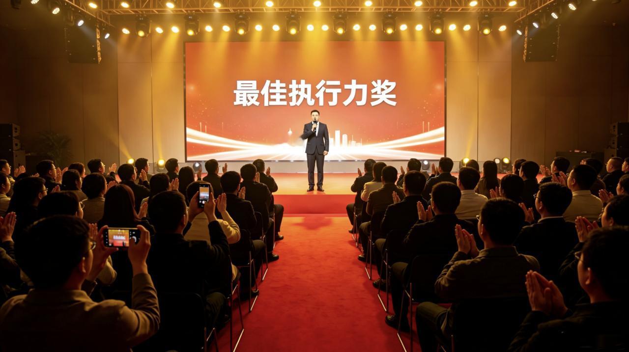 公司年会颁了个特别奖——“最佳执行力奖”，给了一位入职三个月的新人。
颁奖词是：