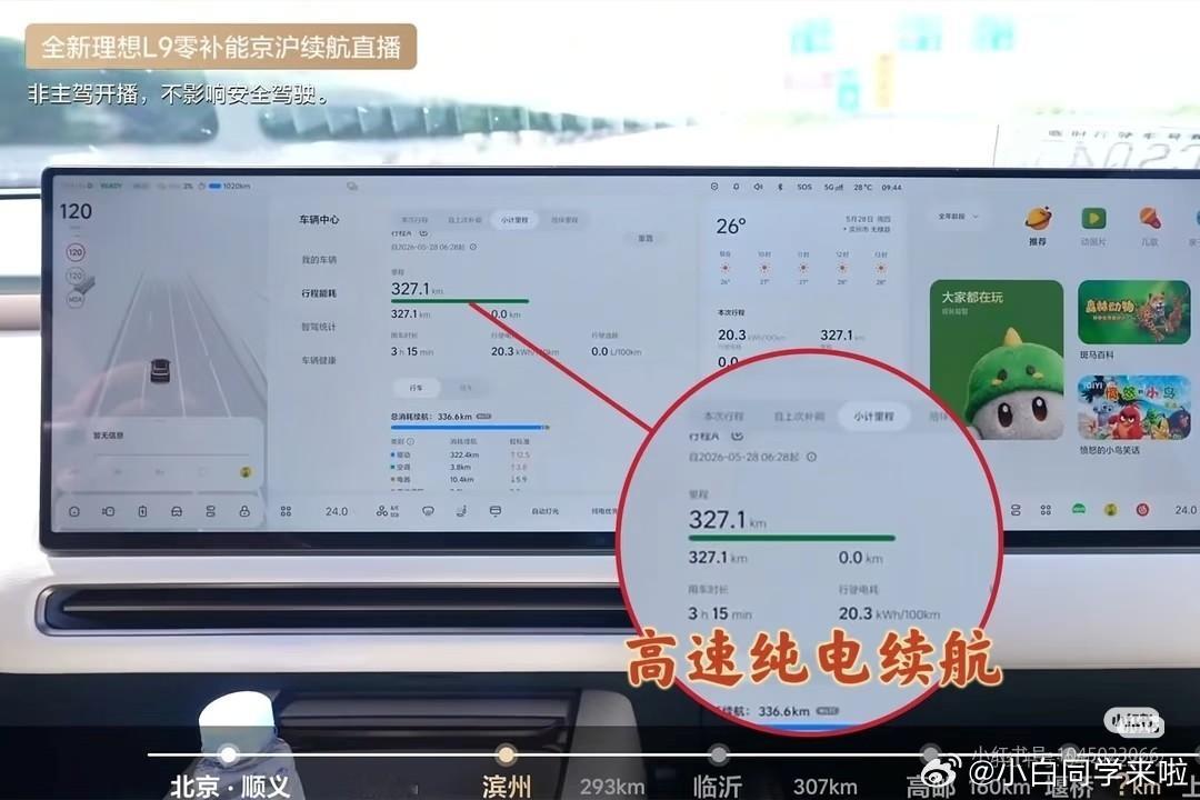 全新一代理想L9 Livis 官方也安排了一场从北京到上海的长距离出行，挑战挑战
