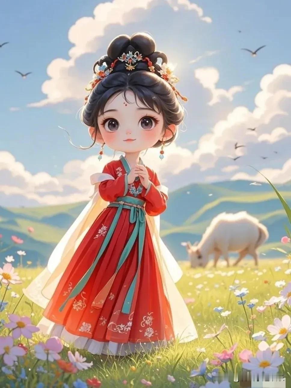在古韵的星河中，Q版古风美人轻盈走来✨ 她们眉眼弯弯，似藏着万千柔情；云鬓花颜，