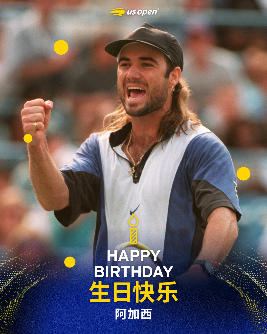 从叛逆少年到金满贯传奇🏅他定义过一个时代，也鼓舞着一个时代🌠祝阿加西生日快乐