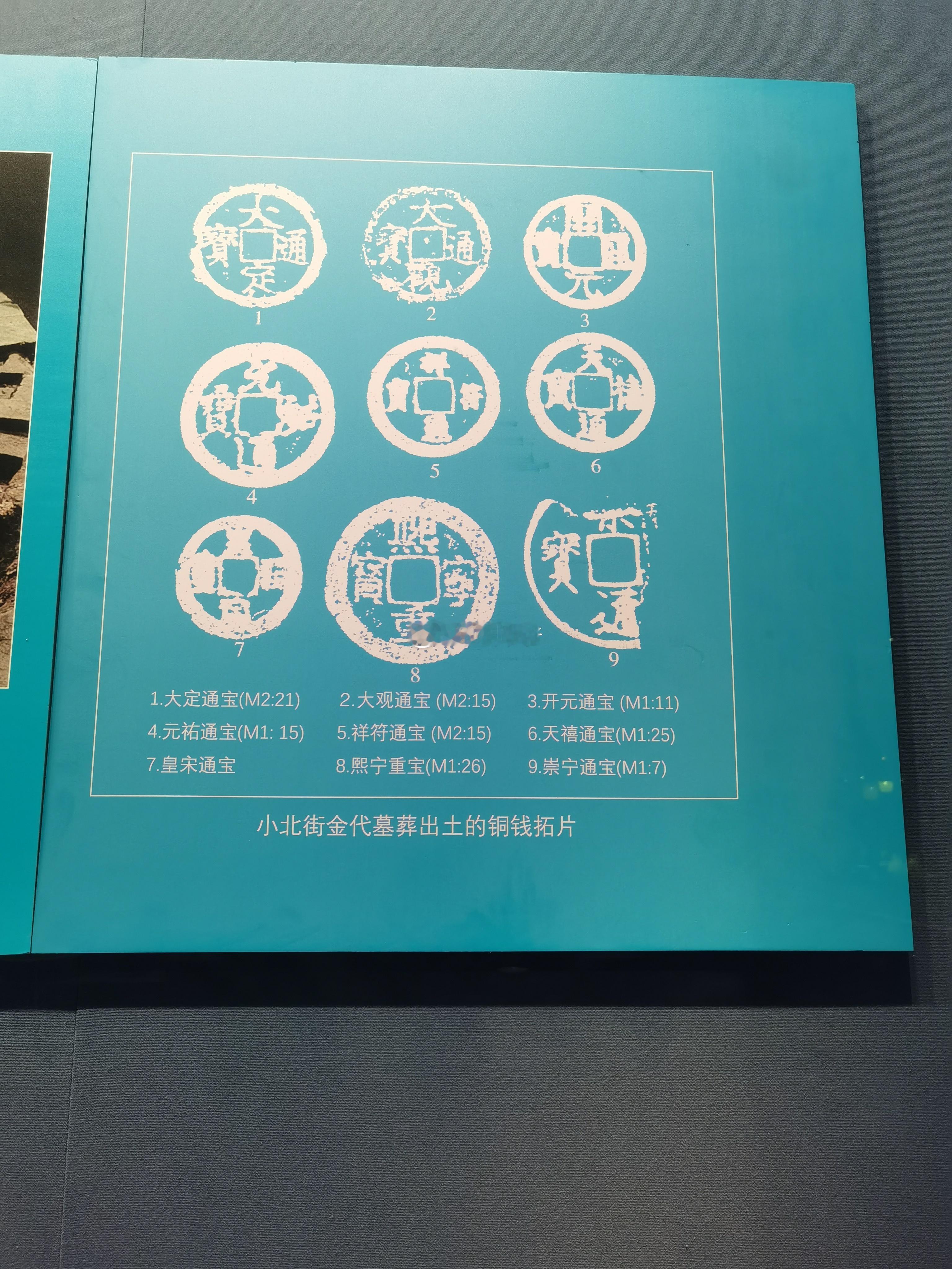 金代墓葬中出土的仅有少量金代自己发行的货币，其他绝大部分都是北宋的货币，甚至还发