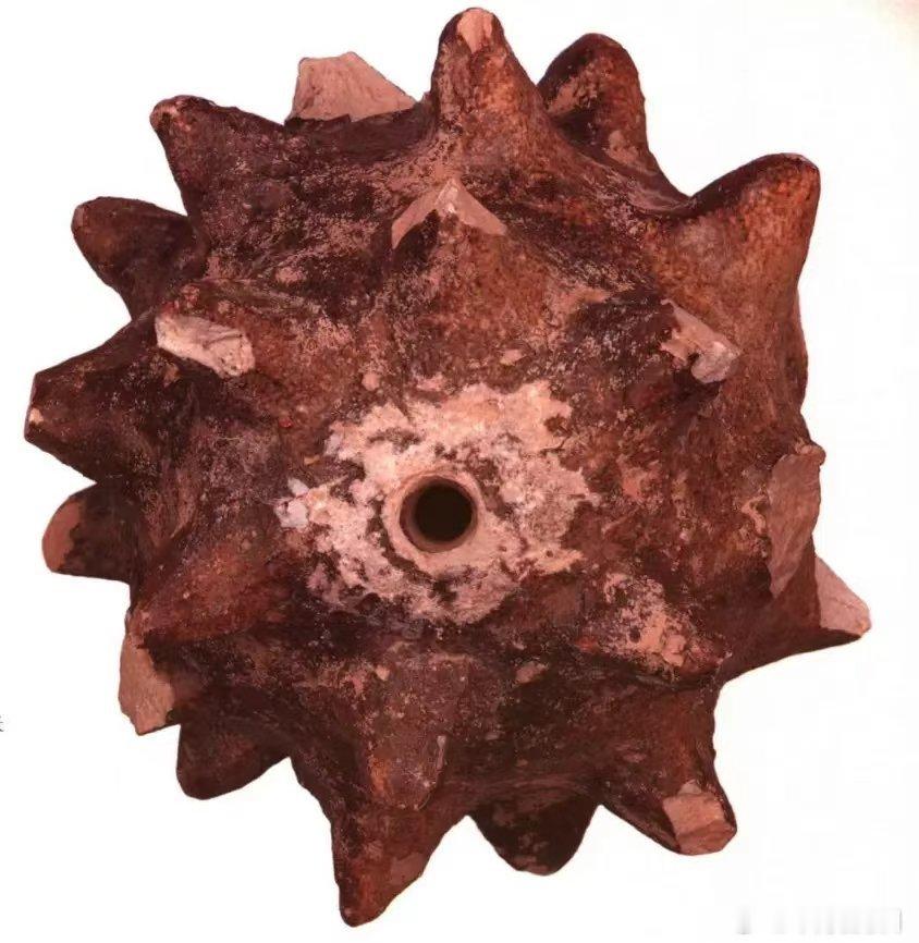 西夏“地雷”：褐釉瓷蒺藜在宁夏博物馆的展厅里，一对褐釉瓷蒺藜静默陈列，它表面尖刺