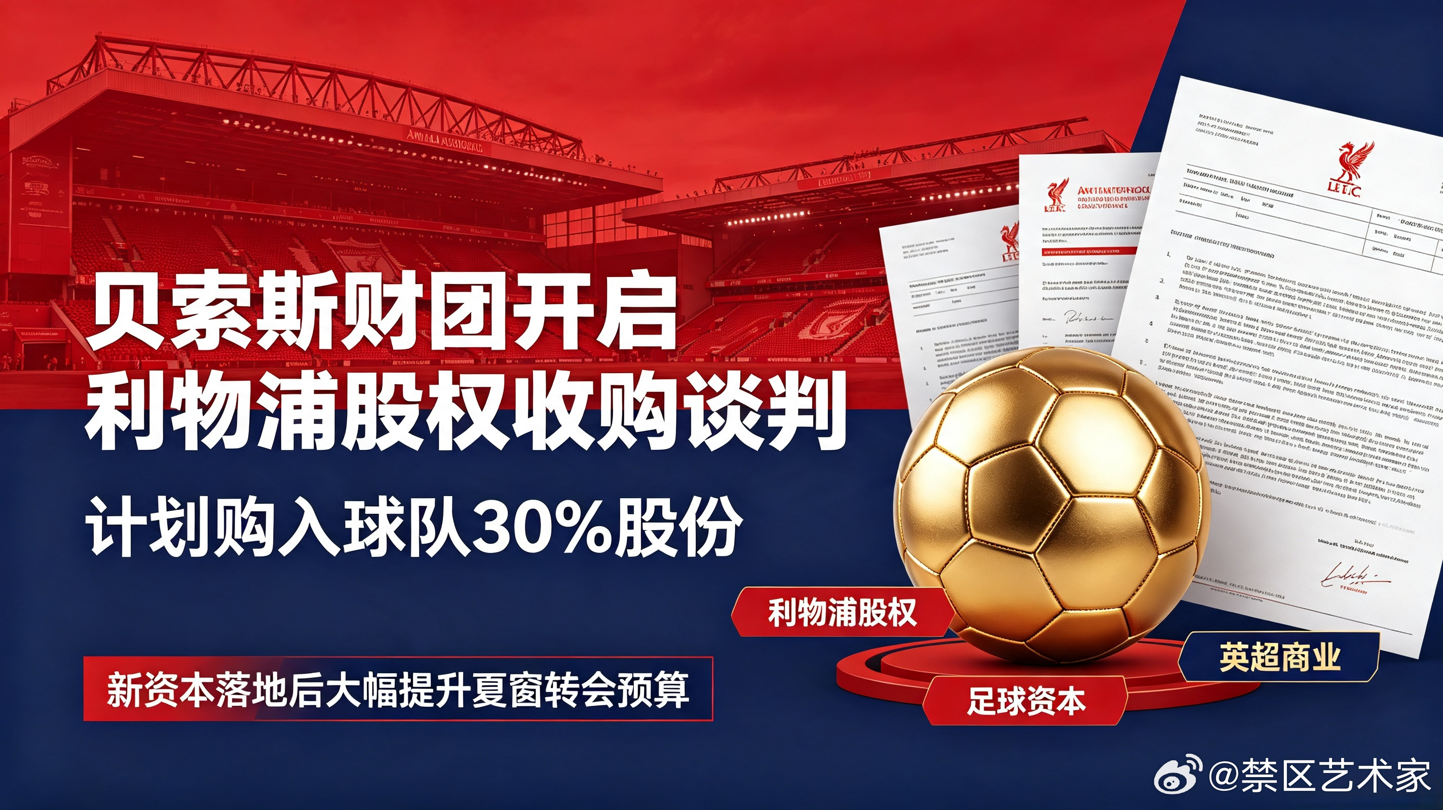 贝索斯财团与利物浦开启股权收购谈判，有意拿下俱乐部30%股份，若交易达成将显著提