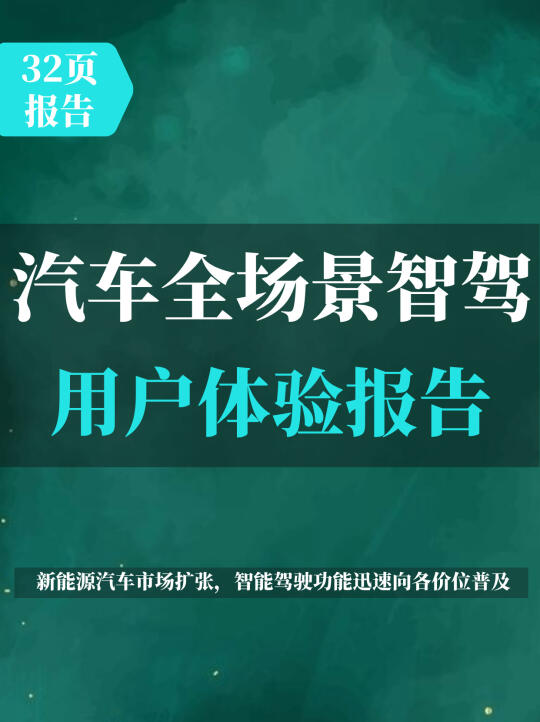 2025新能源汽车全场景智驾用户体验报告