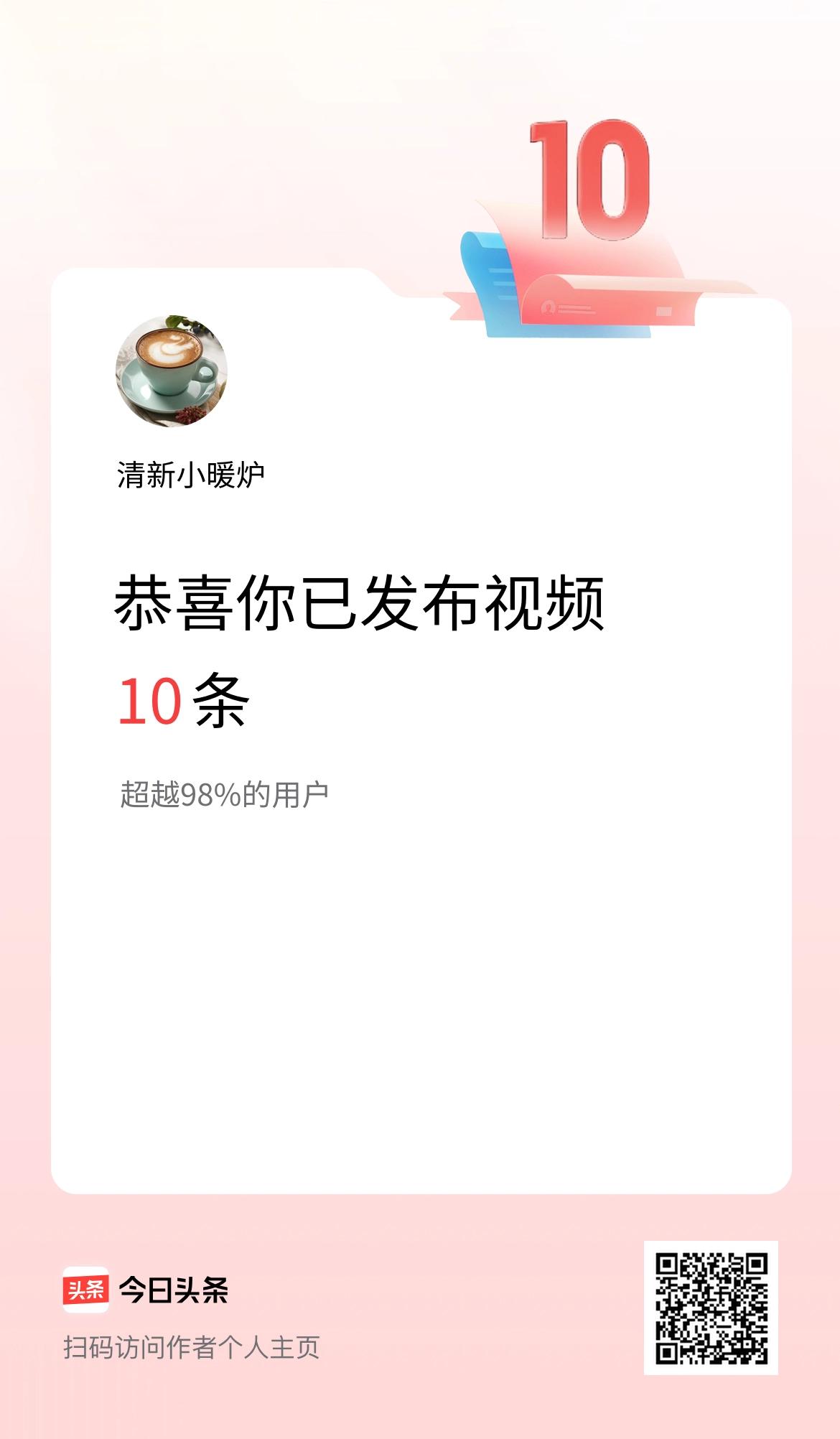 我在头条累计视频投稿10个