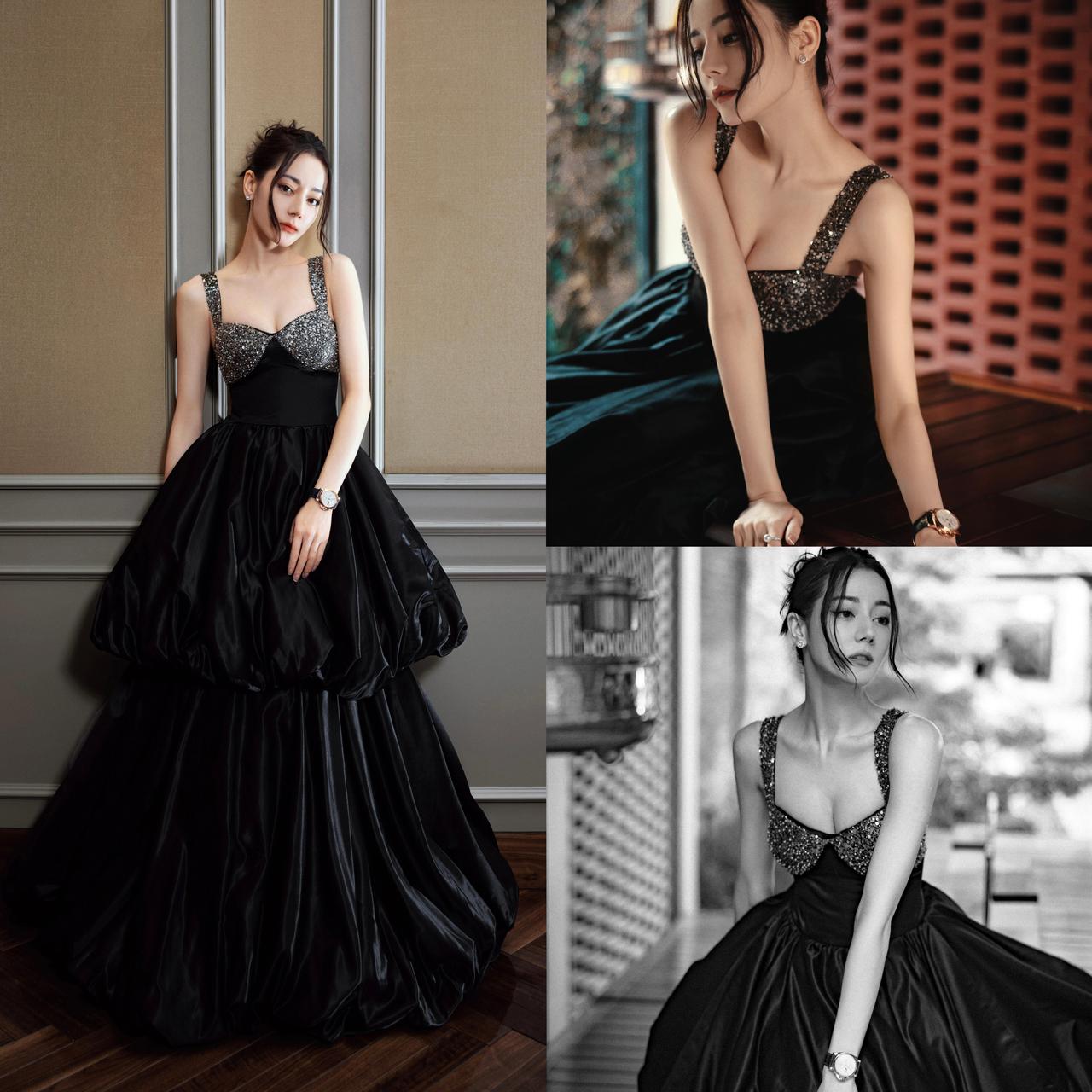 不得不说
迪丽热巴的时尚驾驭力
真的太绝了！黑色本就显气质，加上星钻点缀，既高贵