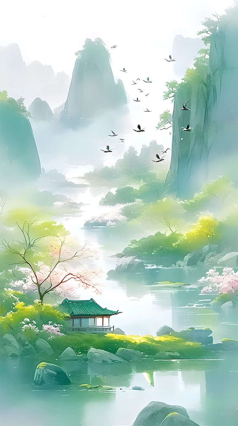 芳树无人花自落，春山一路鸟空啼。 ​​​