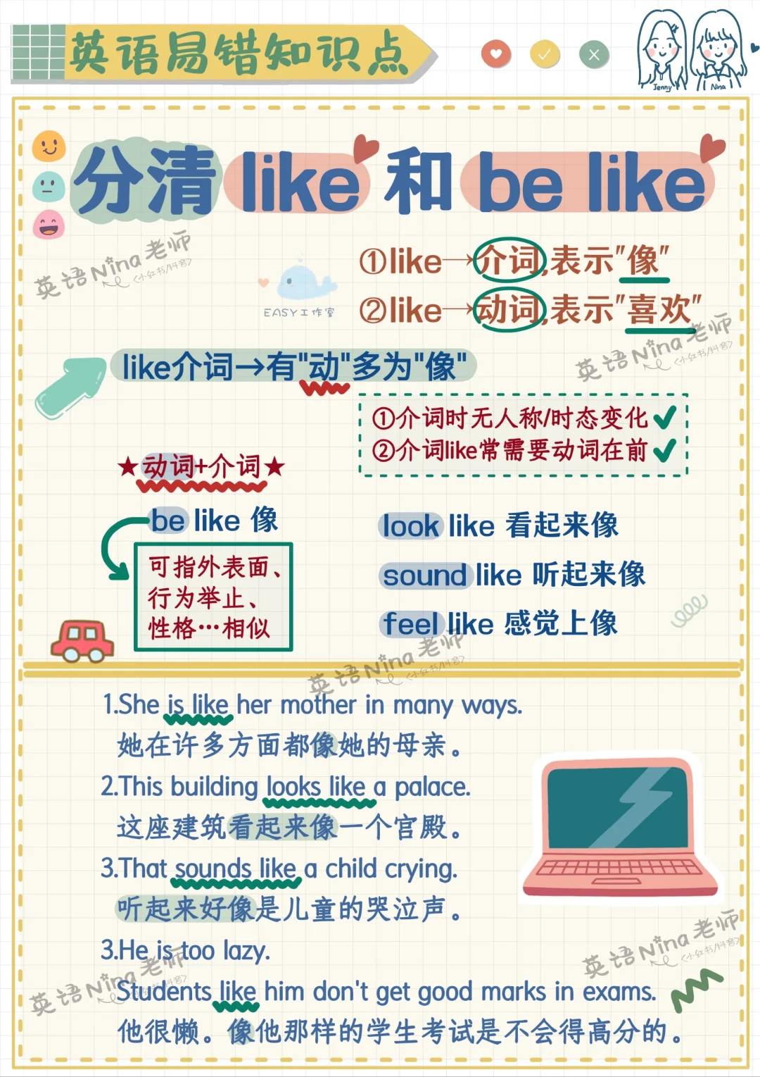 ⭐like和be like➡️词性不同,看完秒懂😄
