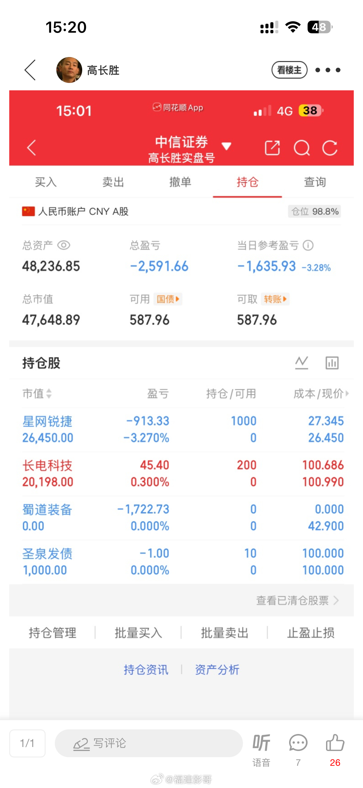 高胜半仓介入星网锐捷，这都敢去！ 