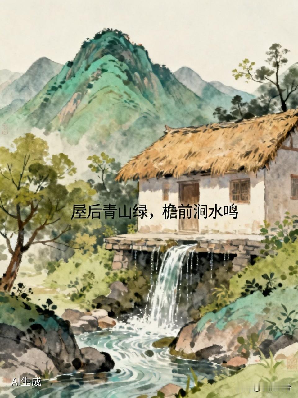 “屋后青山绿，檐前涧水鸣”，这简直描绘出了一幅绝美画卷。想象一下，屋后那连绵的青