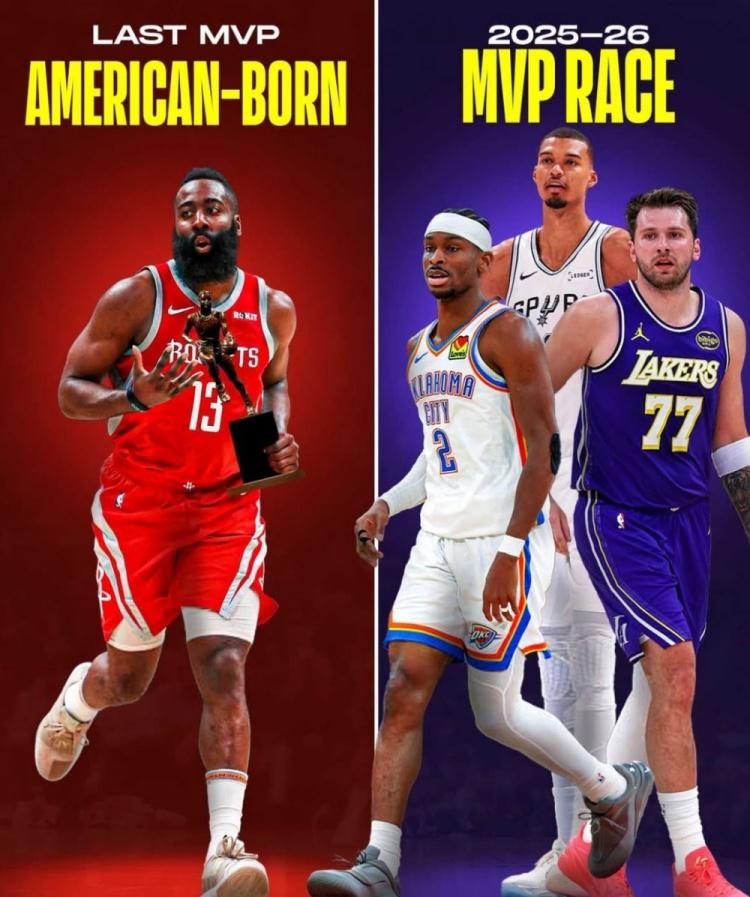 完了！美国本土还真没人了！
NBA上一次拿MVP的美国本土球员还是18年的哈登，