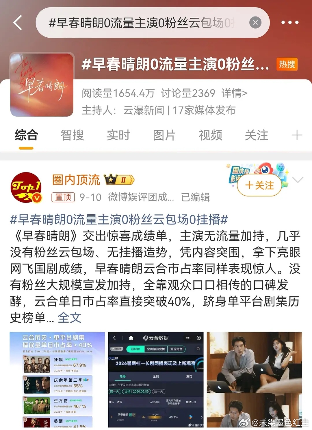 从主角，九门和早春晴朗的成功，是否看得出今后流量反而不吃香了 ​​​