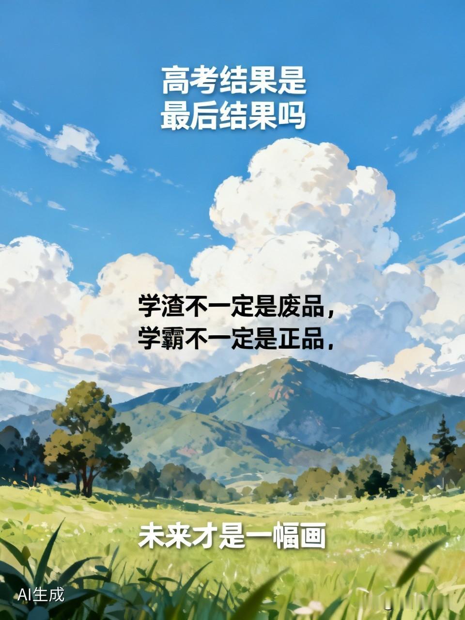 不管高考结果怎样，
请一定记住，
生孩子是育，
养孩子是德，
托举孩子才是恩，