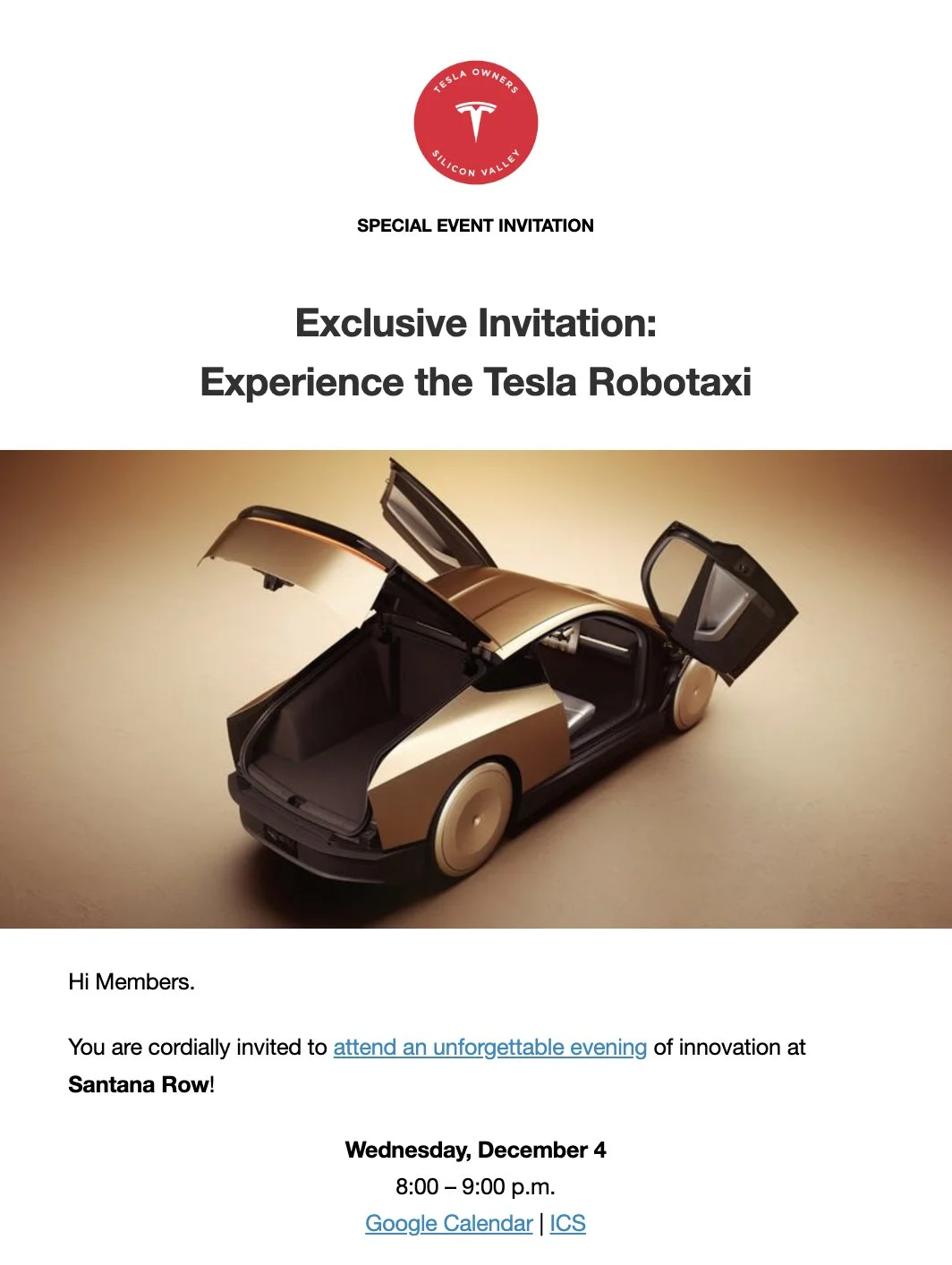 TOSV 会员📢 - 请务必检查您的电子邮件，以获取体验特斯拉 Ro...