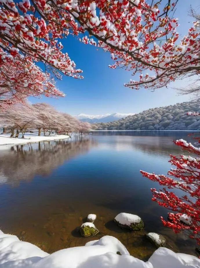 冬日雪景中樱花盛开，这奇妙的景象在云南就真实存在。像陇川县邦瓦山古树樱花谷，12