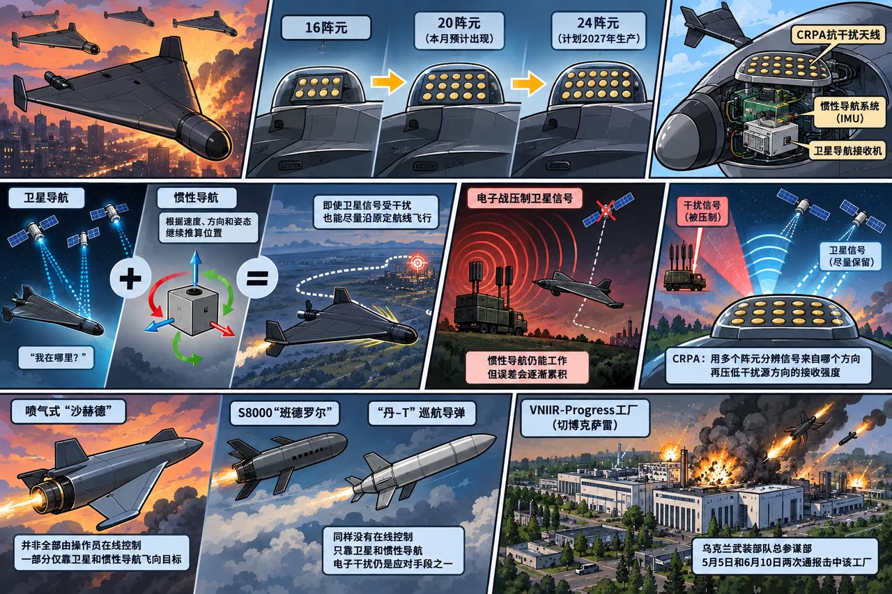 俄罗斯几周前已改进“沙赫德”无人机的惯性导航，预计本月会出现装有20阵元CRPA