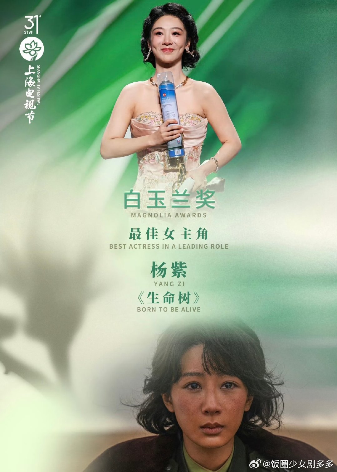 白玉兰是杨紫第一次拿奖杨紫演技好，其实早就该拿奖了 