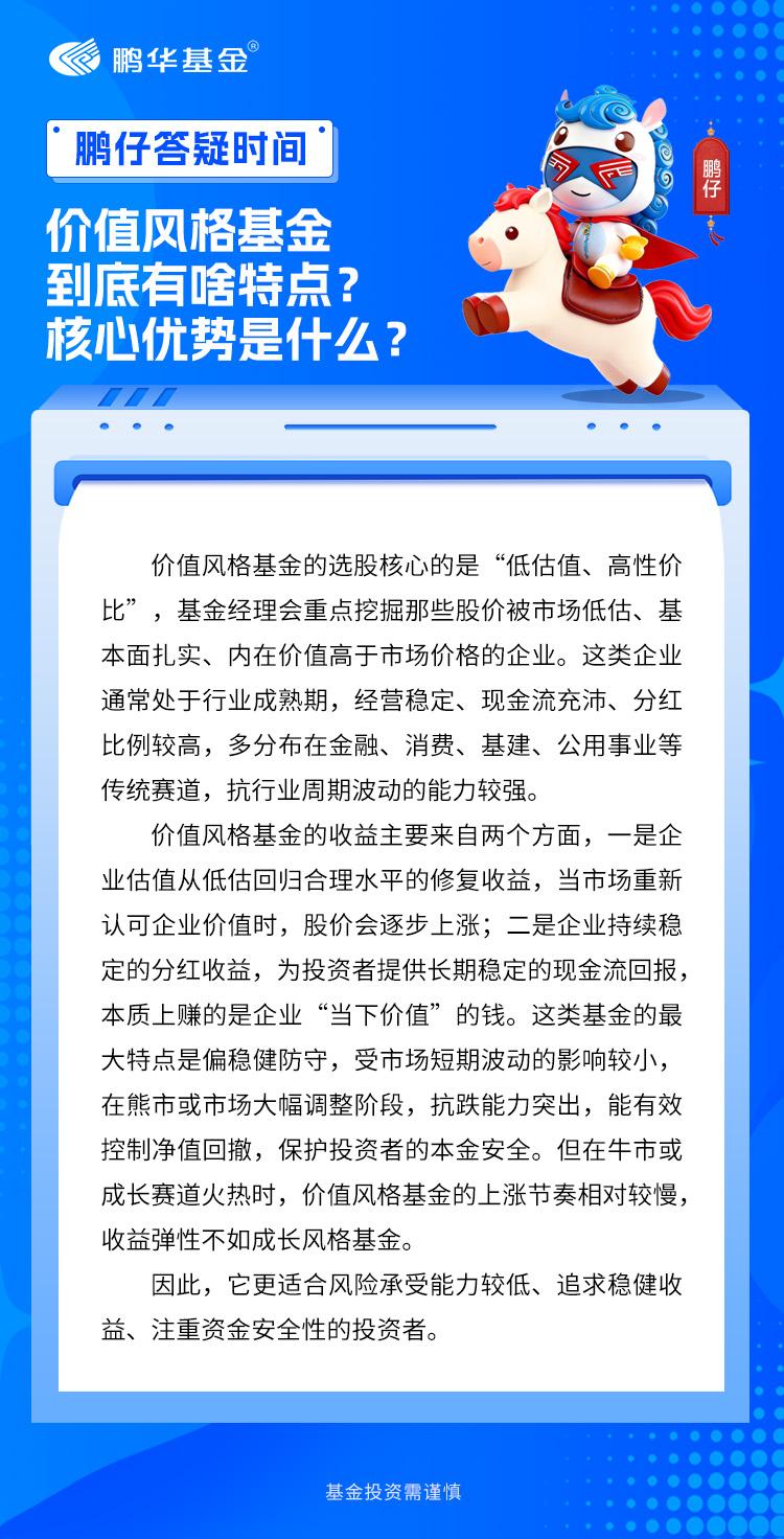 鹏友们，聊完高波动高潜力的成长风格，今天来看看主打稳健的价值风格！这类基金看似涨