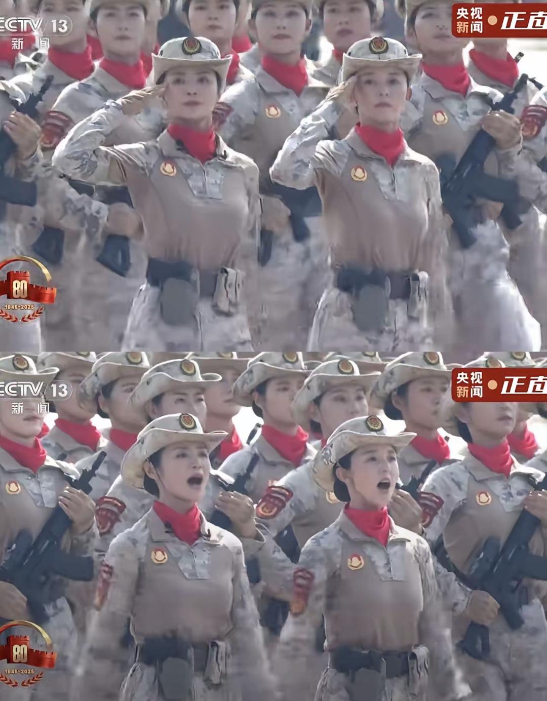 今天的女民兵方阵最养眼，也是最好看的方阵之一！不管男人女人看后，都为之自豪。
她