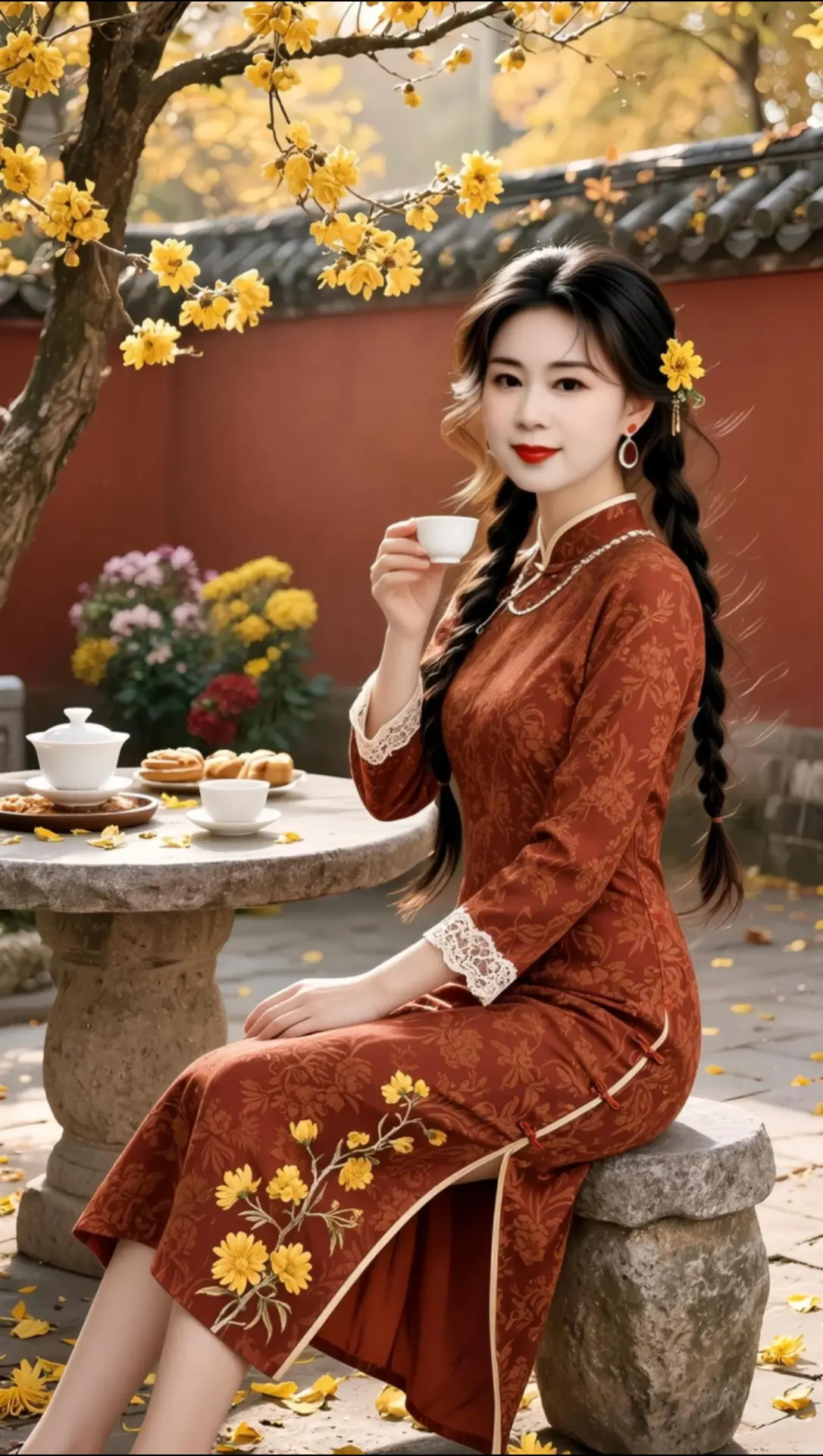 AI秋日旗袍写真 ai创作