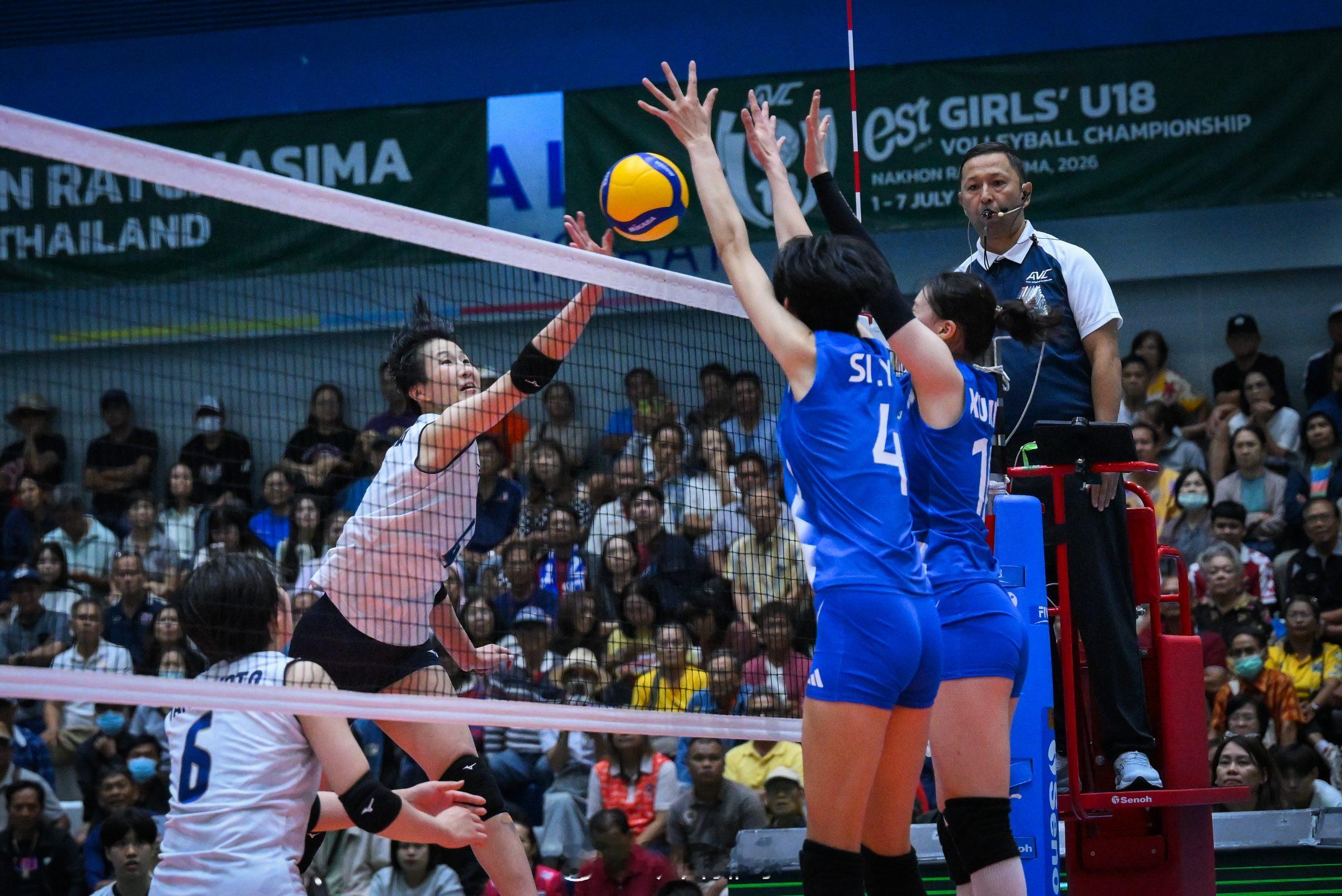 2026U18女排亚锦赛 半决赛中国vs日本的比赛第三局，中国队以25-22获胜