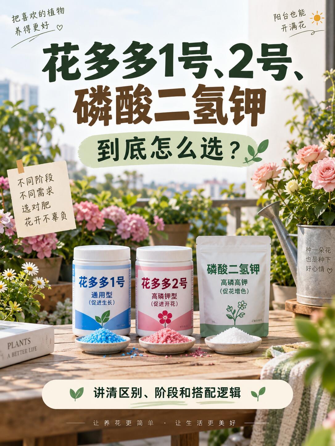 花多多1号、2号、磷酸二氢钾怎么选？花多多1号、花多多2号、磷酸二氢钾，很多人一
