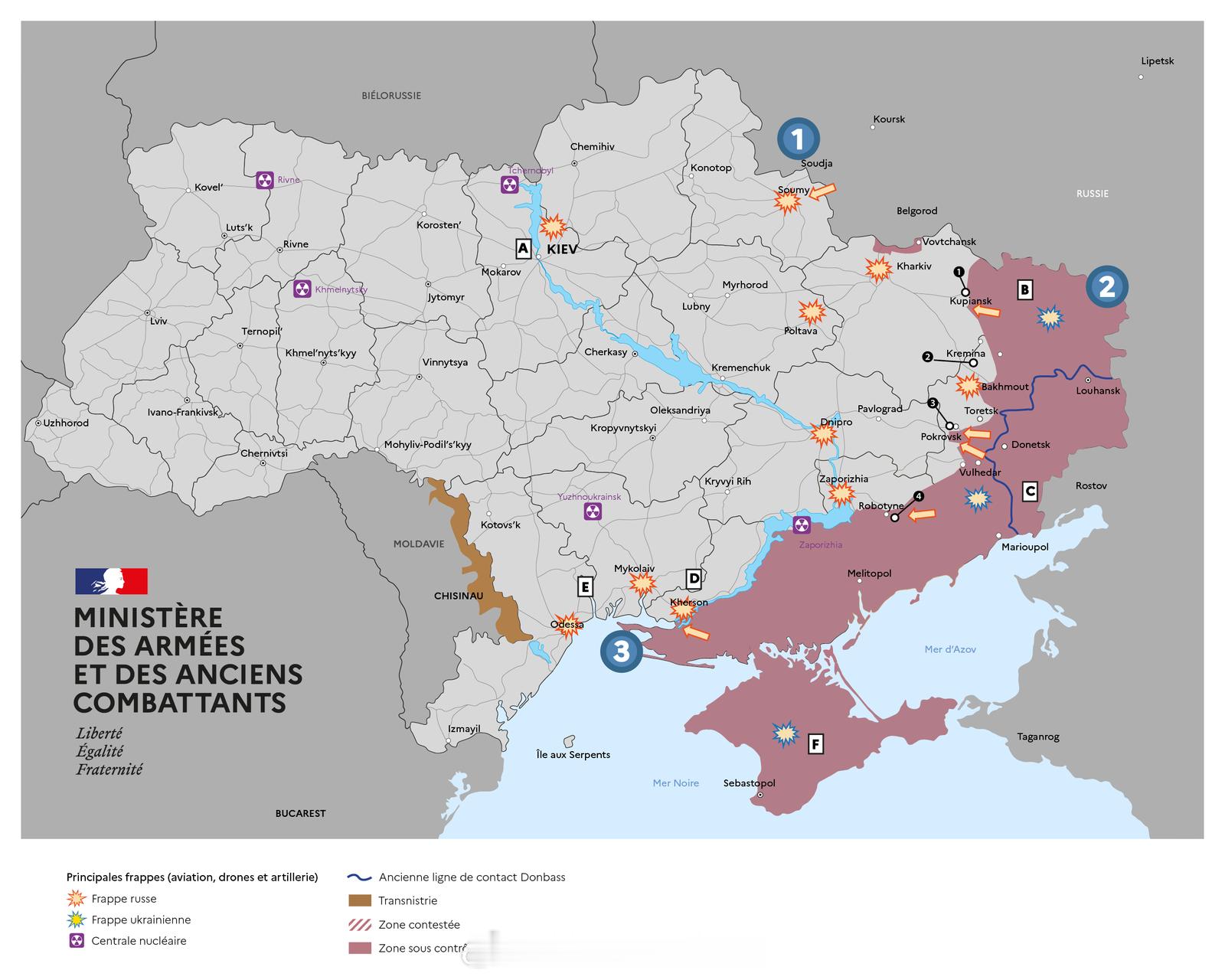 法国国防部12月29号对乌克兰战局出的简报。• 在前线，战斗仍在持续，主要集中于