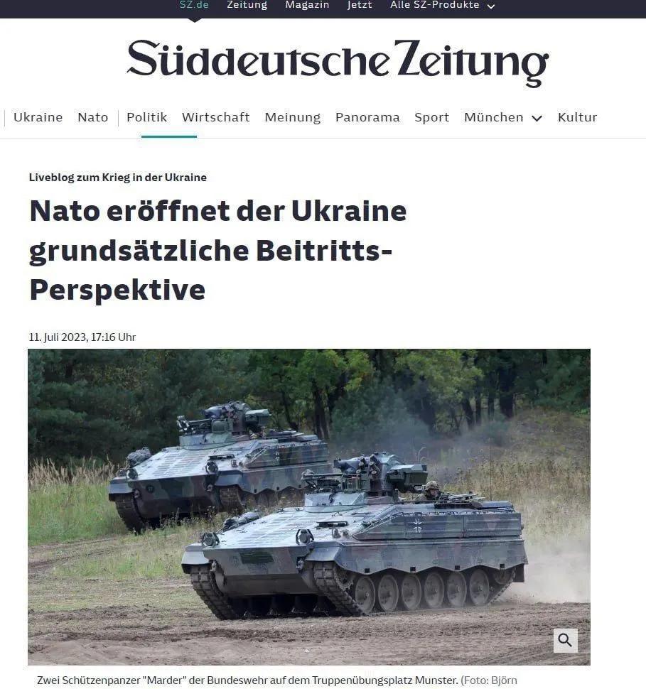 7月11日，在维尔纽斯举行的2023年北约峰会第一天，德国和法国承诺向乌克兰提供