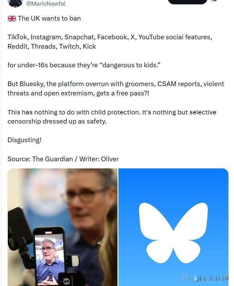 🇬🇧 英国计划禁止16岁以下青少年使用以下平台的社交功能：
TikTok、I