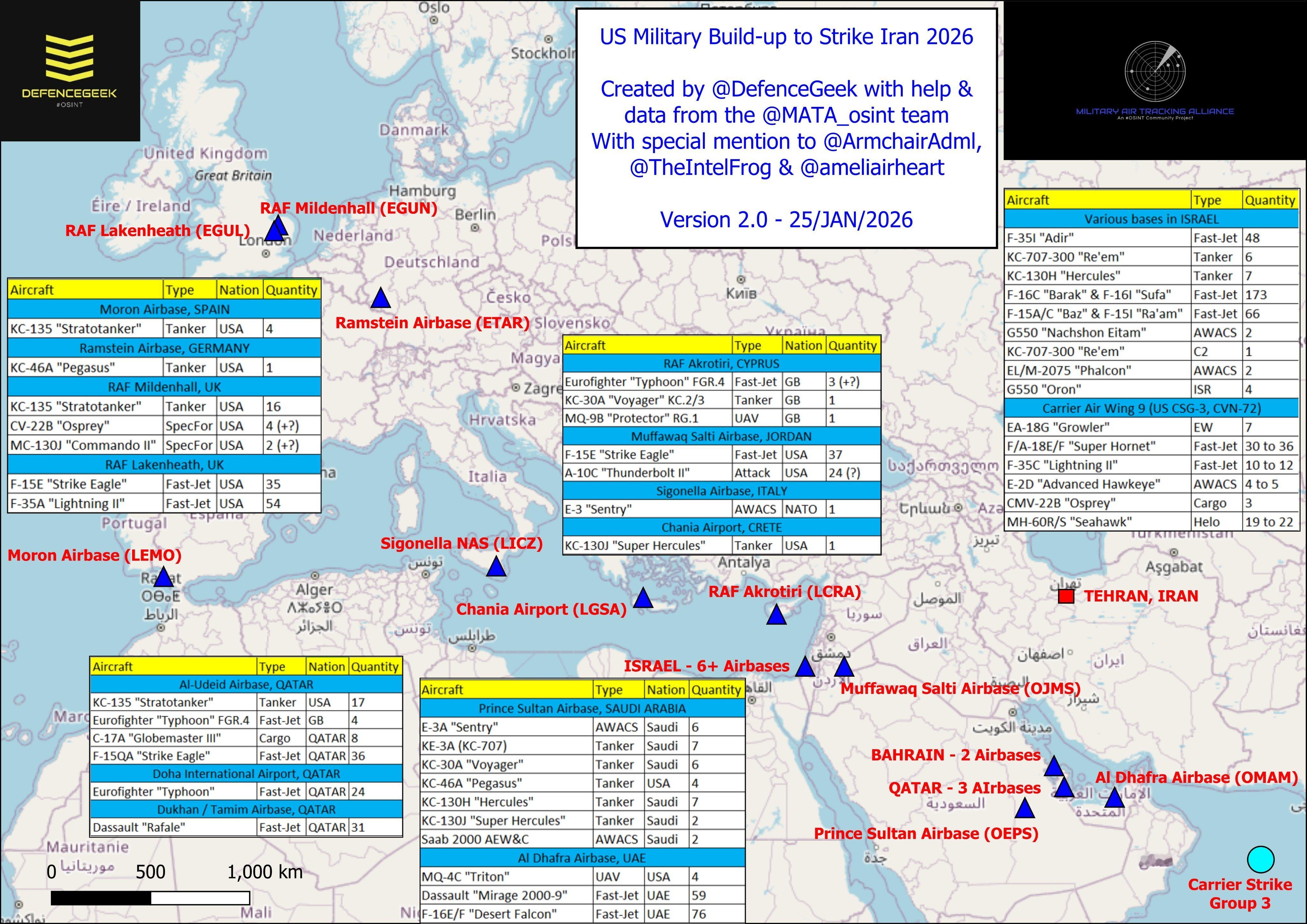 🔻其实目前老美中东周围的战术机队兵力并不多，和以往比起来算很少的。🔻所以如果